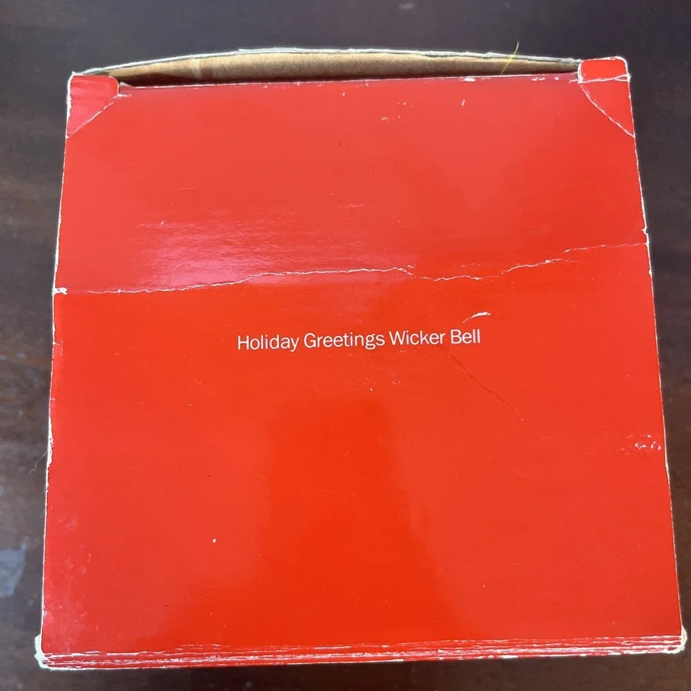 Vintage Avon Holiday Greetings Hanging Wicker Bell Classic Rustic Decor in Box‎